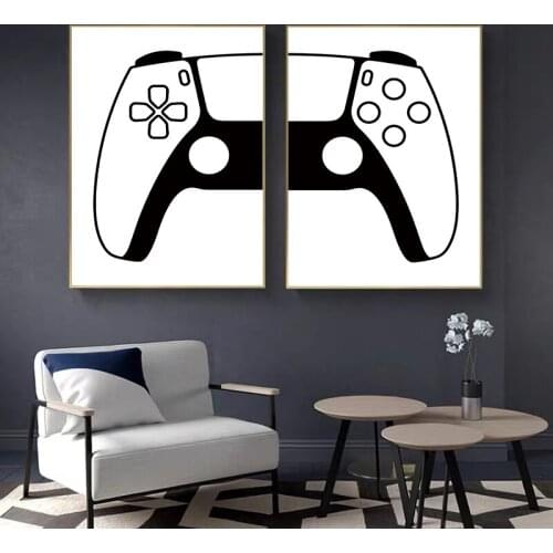 WTQ Game Control Handle Abstract Canvas Paintings Black and White Poster Wall Decor Wall Art Picture Room Decor Home Decor
