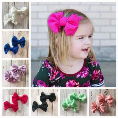 9 Colors Toddler Baby Girl Accessories Two Pieces Bow Clips Hairpins Solid Color Headwear