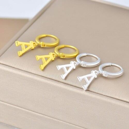 2021 trendy women earrings punk golden silver color A-Z letter alphabet dangle drop earrings for women girl wedding party gift