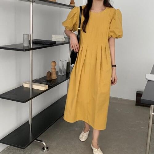 Vestidos Vinatge Elegant Women Long Dress 2021 New Summer Korean Candy Color Loose Maxi Dress Party Female Dresses 15093