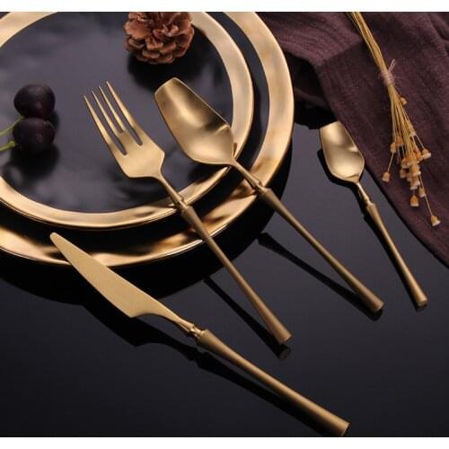 Gold Stainless Steel Cutlery Set Complete Dinnerware Set Gold 4 Pcs Eco Friendly Forks Spoons Knives Tableware Gold Dinner Set