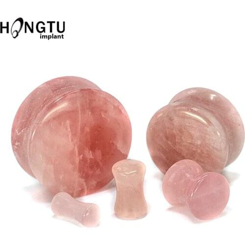 1Pair Pink Spar Ear Plugs Gauges Earrings Women Men Ear Plug Flesh Tunnel Piercing Expander Ear Stretcher Body Piercing Jewelry