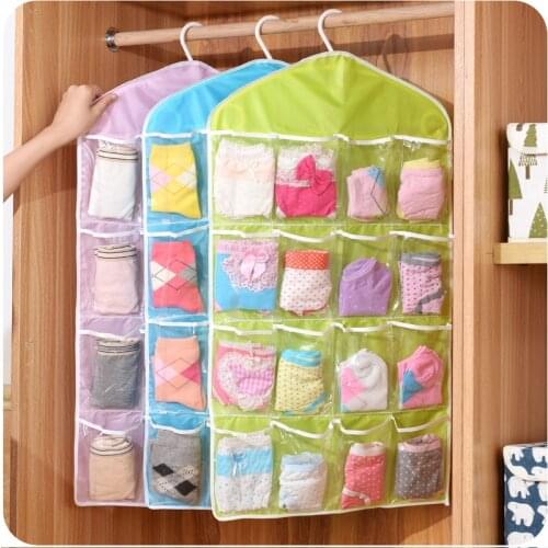 16 Pockets Wall Mounted Wardrobe Hang Organizer Sundries Jewelry Storage Bags Underwear Cosmetics Toys Organizer Bags New