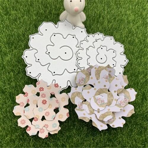 2Pcs 3D Spin Rose Flower Frame Craft Metal Cutting Dies For DIY Scrapbooking Album Embossing Paper Cards Decorative Crafts