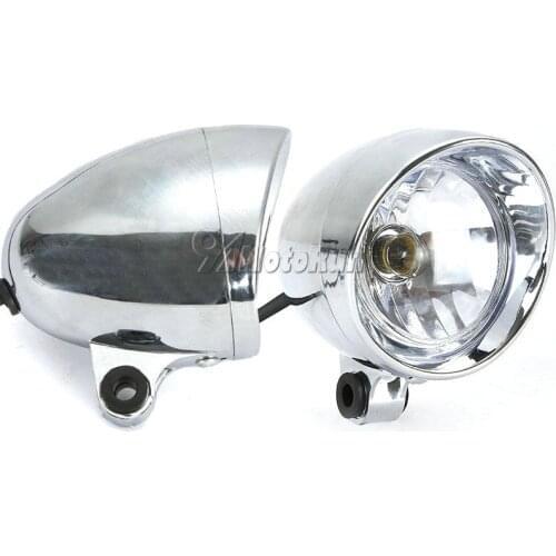 2x 4'' Chrome Motorcycle Headlight Fog Light For Kawasaki Vulcan VN 500 750 800 900 1500 1600 1700 2000 Custom Chopper