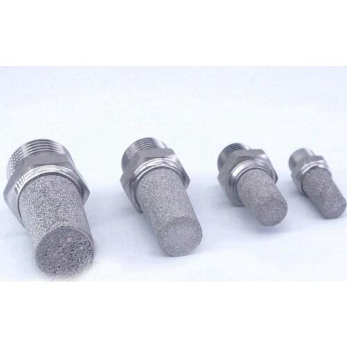 304 Stainless Steel 1/8" 1/4" 3/8" 1/2" 3/4" 1" 1-1/2" Male Tall Cylinder Pneumatic Silencer Vent Muffler Connector 0.1-4Mpa