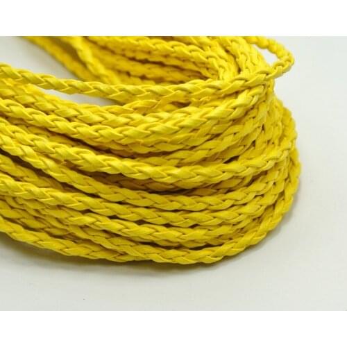 32.8 Feet Yellow Braided Leatheroid String Jewelry Cord 3mm