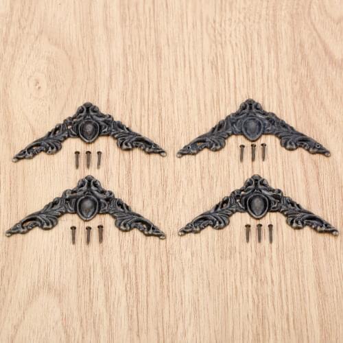 4 Pcs 50mm Box Corner Protector Book Scrapbook Metal Album Corner Brackets Decorative Protector Cover with Nails Antique Bronze
