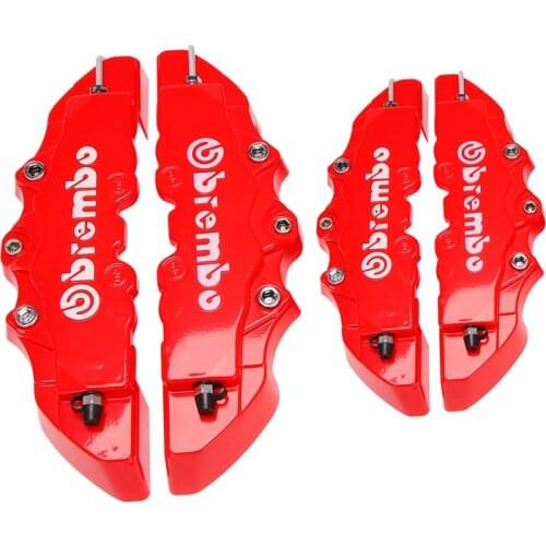 4PCS 3D Red Disc Brake Caliper Car Covers Front & Rear Kit Car Caliper Cover Accessories Universal