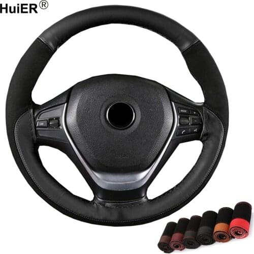 6 Colors Hand Sewing Car Steering Wheel Cover Suede Soft Microfiber Leather Stuurhoes Braid on the Steering-wheel Volant Funda