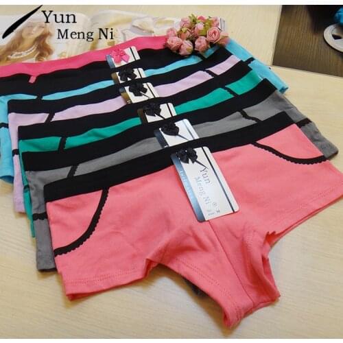 Yun Meng Ni 3 Pieces/Lot Sexy Women Underpants Plus Size Cotton Women Boy Shorts Panties Underwear Boxer Boyshorts Bragas 86-3