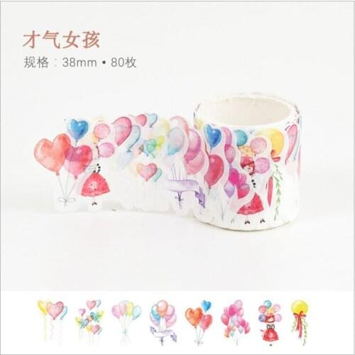80pcs/roll Colorful Flying balloon Decoration Washi Tape DIY Planner Diary Scrapbooking handcraft Masking Tape Escolar