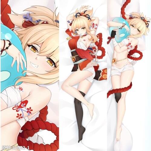 Anime Genshin Impact Yoimiya Dakimakura 2WAY Hugging Body Pillow Case Cosplay Japanese Game Otaku Pillow Cushion Cover CYS