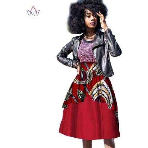 Bintarealwax African Clothing for Women Dashiki RealWax Print Knee-Length Skirt Bazin Riche Ball Gown Double Layer Skirt WY1200