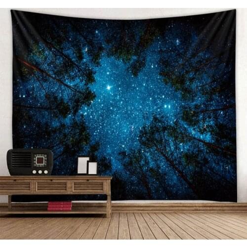 Forest night sky big tapestry starry sky art wall hanging psychedelic scene bohemian home decoration bed sheet sofa blanket
