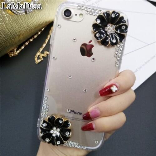 Phone Case For iphone 12 11 Pro Max X XS MAX XR 6 7 8 Plus Luxury Lovely Bling Crystal Diamonds Rhinestone petal soft Back Cover