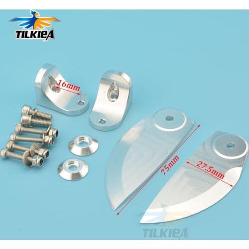 CNC Machined Adjustable Aluminum Turn Fins High Precision Turn Fins 75mm X 27.5mm Length For Rc Racing Boat High Speed Boat