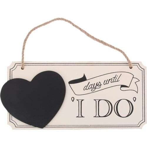 Days Until I DO Wooden Chalkboard Sign Vintage Wedding Countdown Sign Board Heart Blackboard Wedding Listing