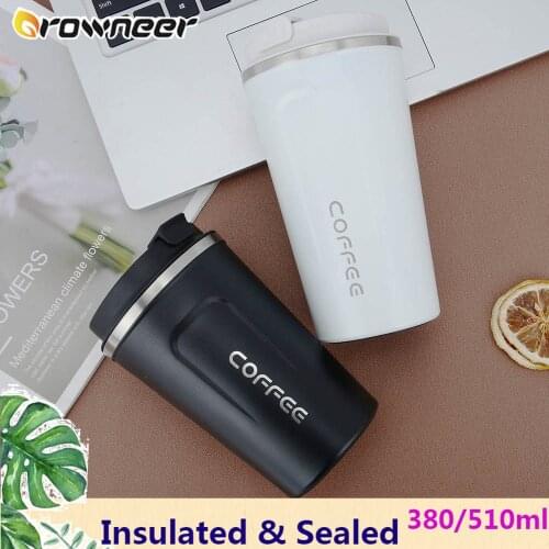 380ml/510ml Sealed Insulated Coffee Bottle Portable One Key Open Outdoor Sports Water Mug Durable Leisure Car Travel Hiking Cup