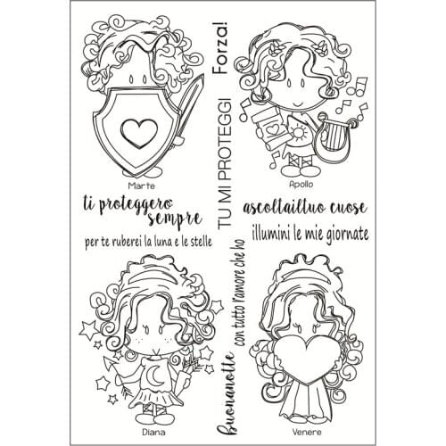 Italian girl Clear Stamps for Scrapbooking Tampons Transparents Seal Background Stamp Card Making Diy