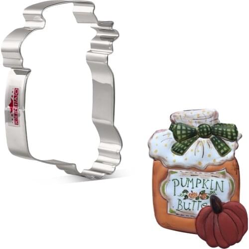 KENIAO Butter Jar Cookie Cutter - 11.3 x 7.9 CM - Fall/Autumn Biscuit Fondant Sandwich Bread Cutters - Stainless Steel