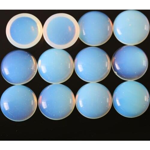 16MM Round Cabochon CAB Natural Stone White Opal No Drilled Hole Bead for Women Men DIY Jewelry Making Ring 10Pcs 908