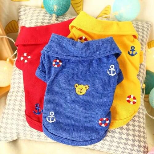 Summer Puppy Clothes Rainbow Embroidered Polo Shirt Teddy Bichon Pomeranian Chihuahua Costumes Dog Clothes for Medium Small Dogs