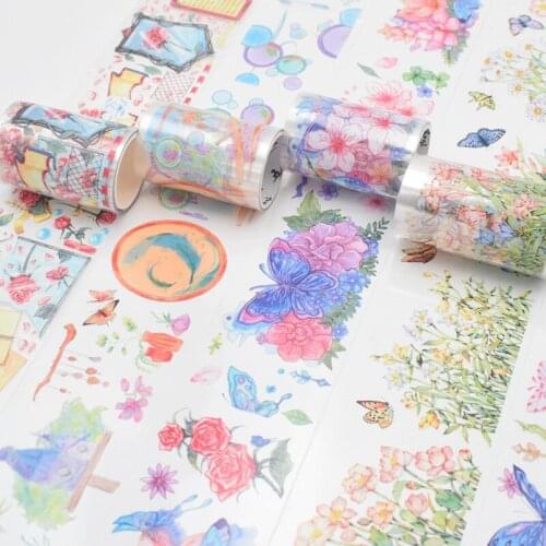 Little Fresh Flowers Butterfly PET Washi Tapes Bullet Journal Masking Tape Adhesive Tape DIY Scrapbooking Washi Stickers
