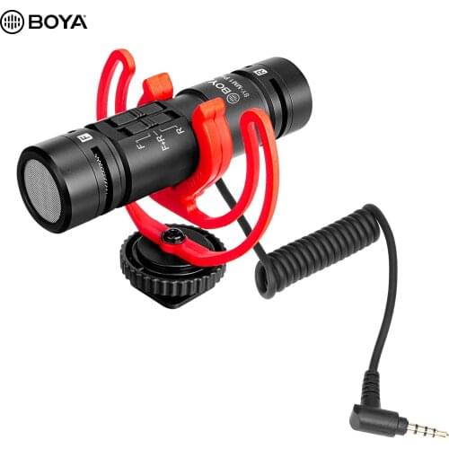 BOYA BY-MM1 MIC PRO Dual Head Video Microphone with 3.5mm TRRS Plug Cold Shoe Shock Mount for Smartphone DSLR Camera Microphone
