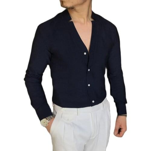 Italian Style Slim Fit Mens Lycra Collar Mens Long Sleeve Casual Shirt Regular-fit Button-down Collar Thick Work Shirts