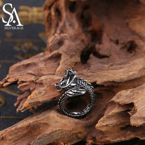 SA SILVERAGE National Jewelry Dragon Jewelry Rings for Men 2021 New Retro Chinese Ring Type Male Imitation Alloy