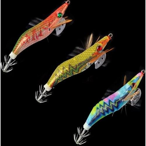 New Multi Gram Heavy Sea Fishing Wooden Shrimp Squid Hook Simulation Luminous Shrimp Squid Needle Sub Bait Fishing Gear