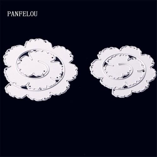 PANFELOU Spiral flowers Metal craft paper die cutting dies for Scrapbooking/DIY Hand account Easter wedding Halloween cards
