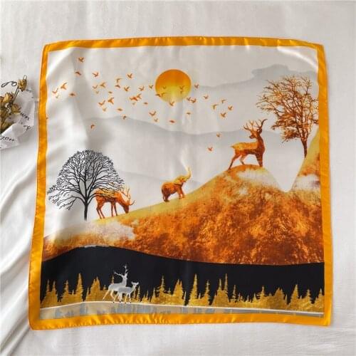 Satin Silk Scarf for Women Luxury Neckerchief 70*70cm Pattern Animal Female Headscarves Hijab Handana Shawl Hair Accessories