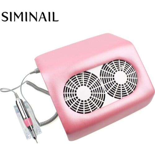 SIMINAIL 48W Nail Dust Collector Nail Fan Art Salon Suction Vacuum Cleaner Machine Two Fans with Nail Drill 2 Fan