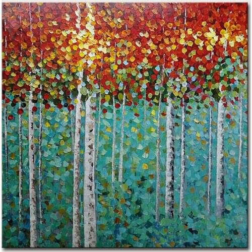 Hand Painted Dense Forest Abstract Oil Paintings On Canva Morden Knife Painting living room decoration
