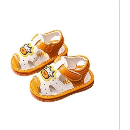 Summer new fashion cartoon baby walking shoes sandals boys and girls Baotou cattle tendon soft bottom anti slip sandals