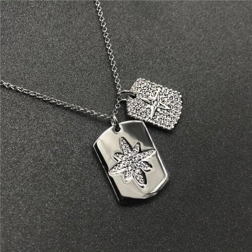 S925 sterling silver February new star double pendant couple necklace fashion classic jewelry simple