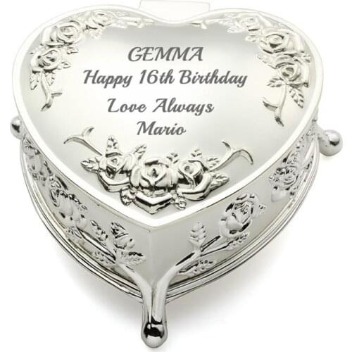 Engravable Heart Shaped Jewelry Box for Bridal Attendant, A Personalized Gift for Sisters, Aunty, Best Friends, Shower Guests
