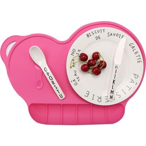 4 Colors Baby Silicon Plate Sucker Slip-resistant One Piece Baby Silicone Placemat Bowl Waterproof Kid Dinner Plate Tableware