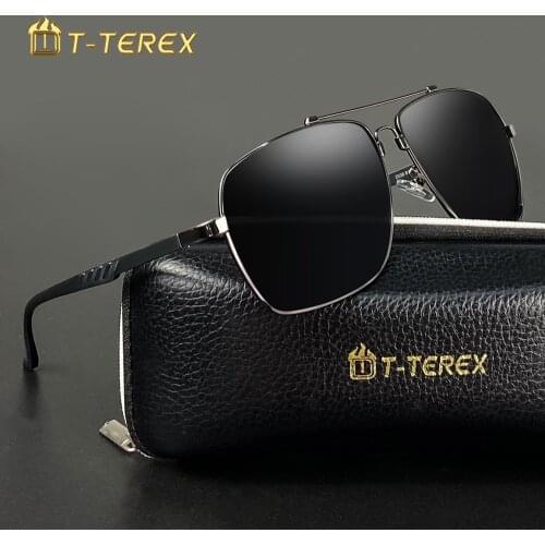 T-TEREX Polarized Sunglasses UV400 Anti-Glare Lens Aluminium Magnesium Frame Driving Sun Glasses For Men Women High Quality
