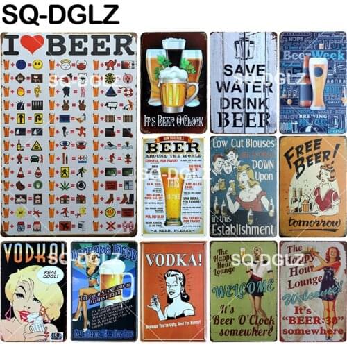 [SQ-DGLZ] I LOVE BEER Plaque Metal Sign Vintage Bar Decor Tin Sign Vintage Pub Bar Decor Metal Metalen Borden Poster Plate