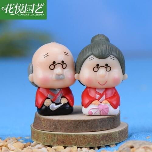 Grandparent Figurines Fairy Garden Miniatures Micro Landscape 1 pc DIY Handicraft Home Ornaments PVC Wedding Party Decor