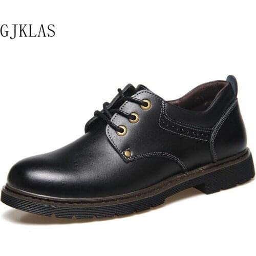 Mens Shoes Genuine Leather Vintage Casuales Oxford Shoes Man Fashion Lace Up Platform Shoes Short Boot Mens Leather Dress Shoes