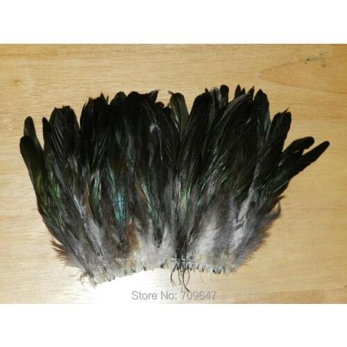Feathers Decoration! 200Pcs/Lot! 6-8" 15-20cm Loose Natural BLACK IRIDESCENT ROOSTER FEATHERS for craft/millinery/flyfishing