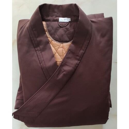 UNISEX gray/coffee Buddhist monks winter cotton warm Buddhism Lay robe coat meditation buddha suits zen shaolin monk uniforms