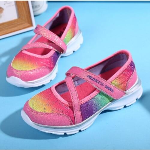 Spring Shoes For Kids Girls Princess Shoes 2020 Breathable Mesh Shoes For Little Girls Cartoon Flats Children Size 26#-36