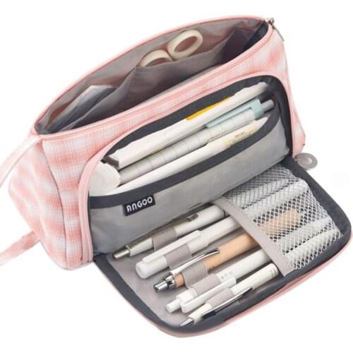 Big Capacity Colored Canvas Storage Pouch Marker Pen Pencil Case Stationery Bag for Middle High School Office College