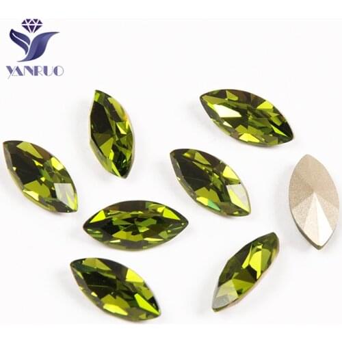 YANRUO 4200 Navette Sew On Horse Eyes Sewing Crystals Rhinestones Glass Sewn Rhinestones Stones Applique For Shoes Dress