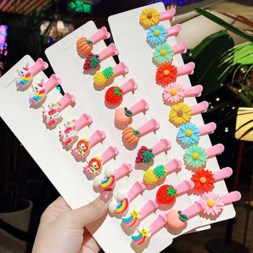 20/30PCS/Set New Cute Cartoon Hairpins Girls Fruit Clip Children Flower Barrette Sweet Rainbow Unicorn Fashion Hair Accessories